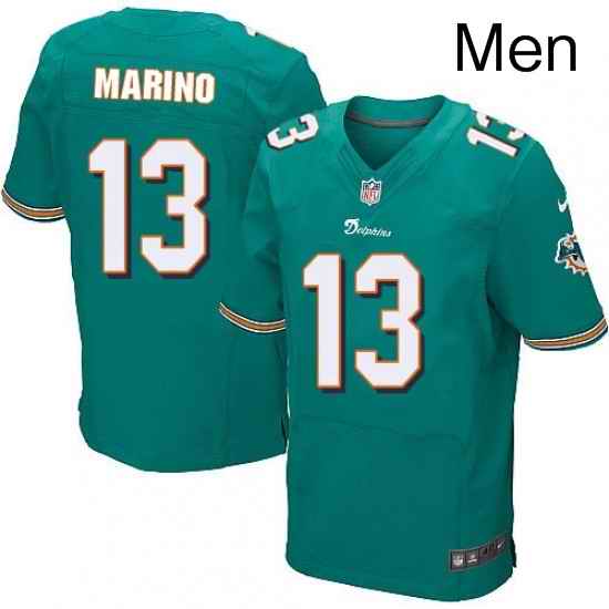 Mens Nike Miami Dolphins 13 Dan Marino Elite Aqua Green Team Color NFL Jersey